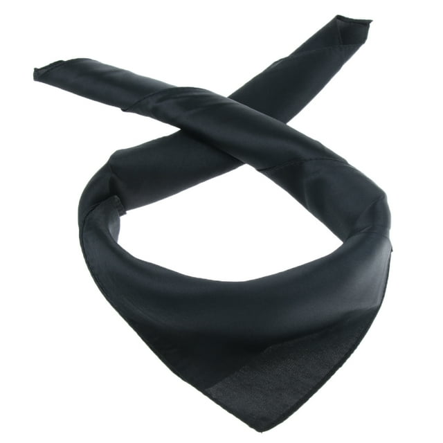 Pañuelo cuadrado de satén con tacto de seda suave para mujer, banda para el pelo, pañuelo para la cabeza y el cuello Negro