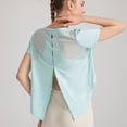 thumbnail image 3 of Conjunto de camiseta de manga corta para mujer, ropa deportiva holgada de poliéster con espalda calada, Top Sexy para Yoga, 3 of 4
