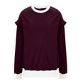 thumbnail image 5 of hotojiny Women Long Sleeve Sweatshirt Crew Neck Casual Lightweight Tunic Tops Colorblock Loose Pullover Tops with Pocket, 5 of 6