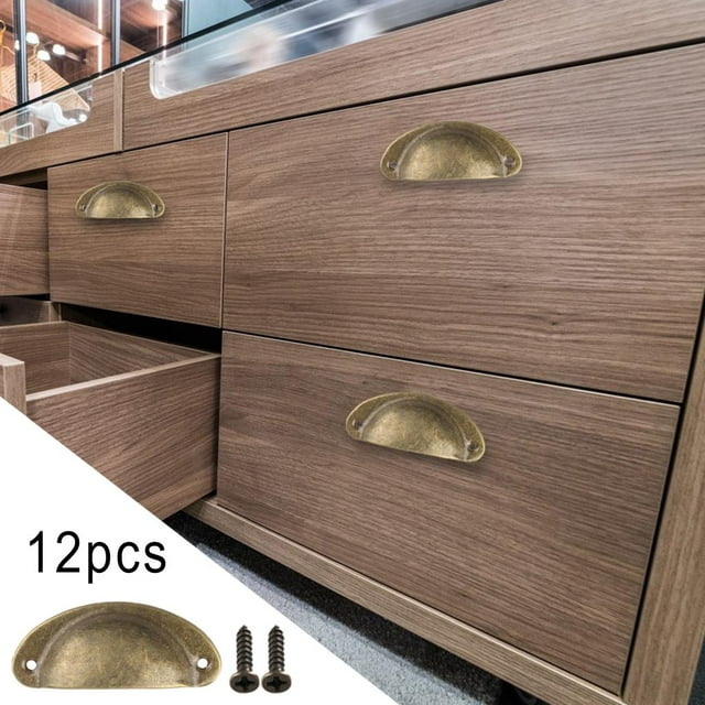 Paquete de 12 es de cajón, es de taza de pequeña sala , de cocina, manijas de pequeña sala, manijas de cajón, perillas con Bronce amarillo Macarena Tiradores de armario