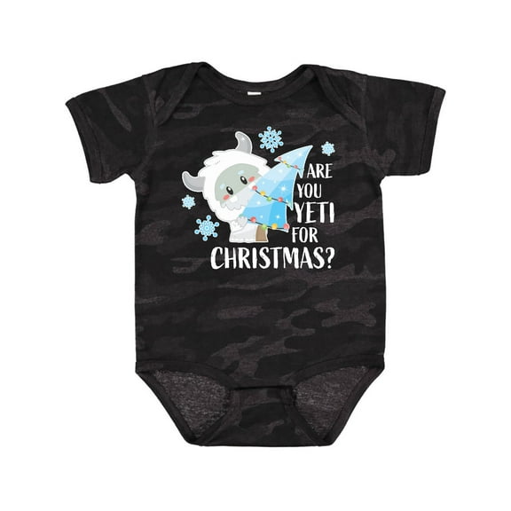 Inktastic Are You Yeti for Christmas with Yeti Holding Christmas Tree Boys or Girls Baby Bodysuit