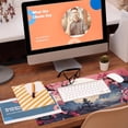 thumbnail image 3 of Pink Cherry Blossom Tree Desk Mat 31.5x11.8in Mountains & Sun Design Extended Big Computer Keyboard Pad Non-Slip Base & Stitched Edge Ideal for Home Office, 3 of 6