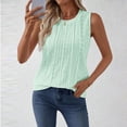 thumbnail image 6 of Women Tank-Tops Summer Sleeveless Eyelet Shirts Round Neck Tunics Flowy Classic Tees T-Shirts Scoop Neck Loose Cami, 6 of 9