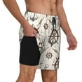 thumbnail image 2 of Sigee Anchor with Rope Print Mens Swim Trunks with Compression Liner Quick Dry Swim Stretch Beach Shorts with Pockets,S-3XL, 2 of 7