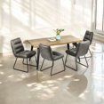thumbnail image 4 of Homy Casa 63 inch 5-Piece Dining Set, Faux Wood Live Edge Table Faux Leather Upholstered Side Chairs, 4 of 11