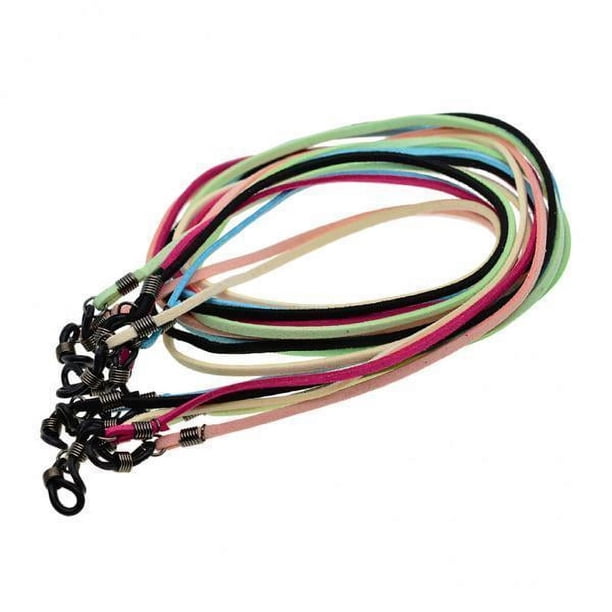 2x6 piezas de gamuza de cuero con cordón para el cuello retenedor de soporte para gafas 2 piezas