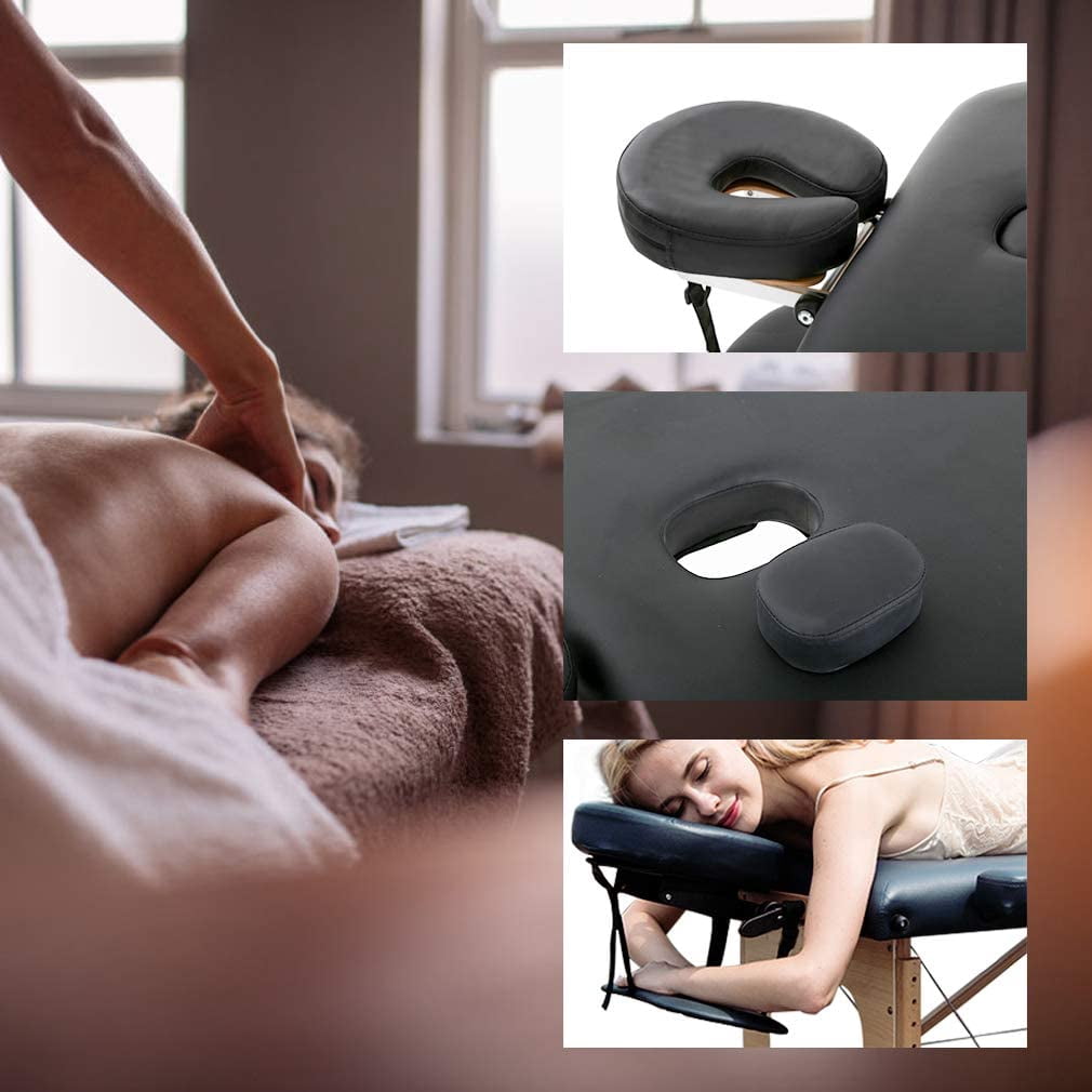 BestMassage 2 Fold Portable and Adjustable Beech Massage Table, 73" x 24", Black