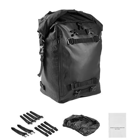 KFFKFF Motorcycle Tail Bag, 30L Rear Seat Bag with Waterproof Cover, Outdoor Motorbike Luggage Storage Backpack with Shoulder Straps, Universal Fit for Rear Racks, Black