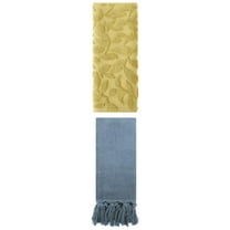 Unique Bargains 2 Pack Soft Absorbent Cotton Hand Towels with Tassels 14" x 30" Blue/Yellow