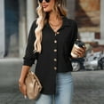 thumbnail image 2 of Stichou Womens Boyfriend Shirts Casual Long Sleeve Button Down Oversized Waffle Knit Shacket Jacket Black S, 2 of 6