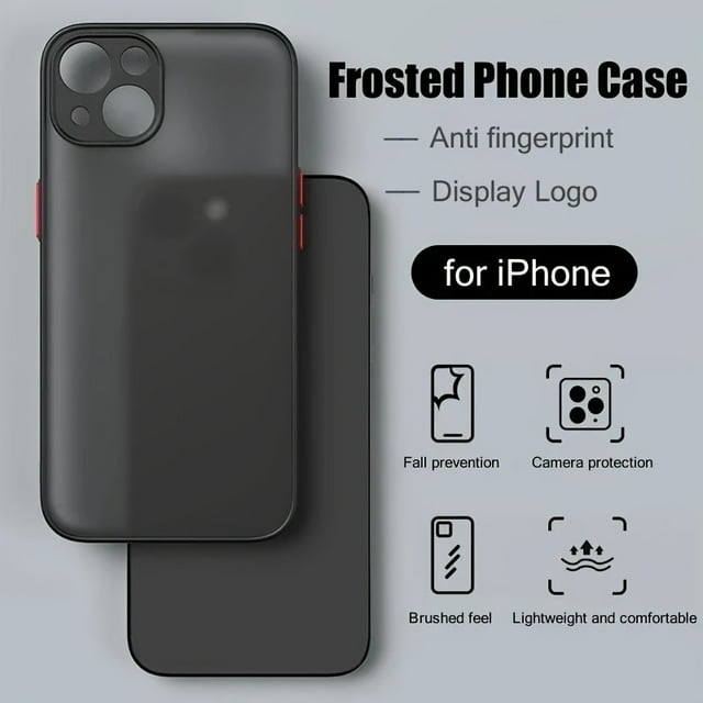 Buy 1 Get 1 Free, total of 2 PCS Ultra-Thin Matte PC Phone Case for iPhone 11 13 12 14 Pro Max Mini, Shockproof Bumper Case with Enhanced Grip, Anti-Scratch Protection, and Precise Cutouts for iPhone