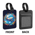 thumbnail image 2 of WIRESTER 2pcs Set PU Leather Luggage Tags Privacy Label Flap for Travel Suitcase Baggage - Colorful Little Airplane, 2 of 7