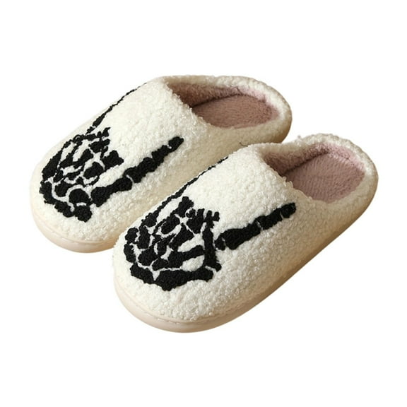 Shadoumai Halloween Skeleton Slippers for Womens Finger Cozy Winter Home Slippers Warm Indoor Outdoor Comfort
