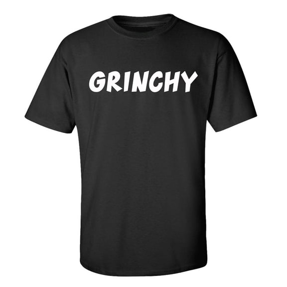 Merry Christmas Funny Grinchy Short Sleeve Holiday T-shirt-Black-Small
