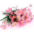 thumbnail image 4 of Morttic 4 Bundles Artificial Daisies Flowers, 4 Bundles Fake Mums Outdoor Plants with Fake Flowers, UV Resistant No Fade Plastic Faux Daisy Flower Plants Shrubs for Garden Home Decoration（Pink）, 4 of 7