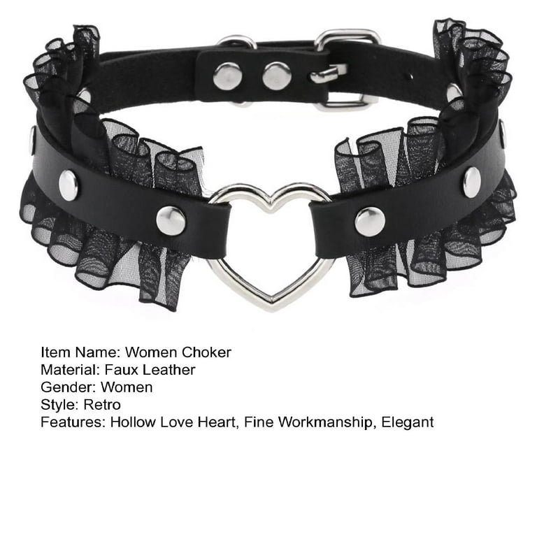 Heart Chokers Fashion Gothic Hollow Black Suede Cocktail False Collar  Chockers Necklaces For Women Bijoux Chokers, 🧢 Cap Shop Store