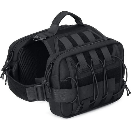 FREEAMG Dog Saddle Bag  Dog Pack Saddle Bag Hound Harness Hi Travel Camping Rucksack with Side Pockets & Adjustable Strap for Medium & Large Dog  Black