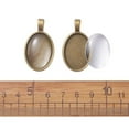 thumbnail image 4 of DIY Pendant Making with Alloy Pendant Cabochon Settings and Transparent Clear Oval Glass Cabochons Antique Bronze 37x21x3mm Hole: 4mm Alloy, 4 of 4