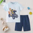 thumbnail image 2 of TOWED22 Baby Boy Summer Clothes 2 Pieces Cartoon Crocodile Graphic Short Sleeve Tee Top Animal Print Shorts Toddler Outfits(Light Blue,3-4 Y), 2 of 9