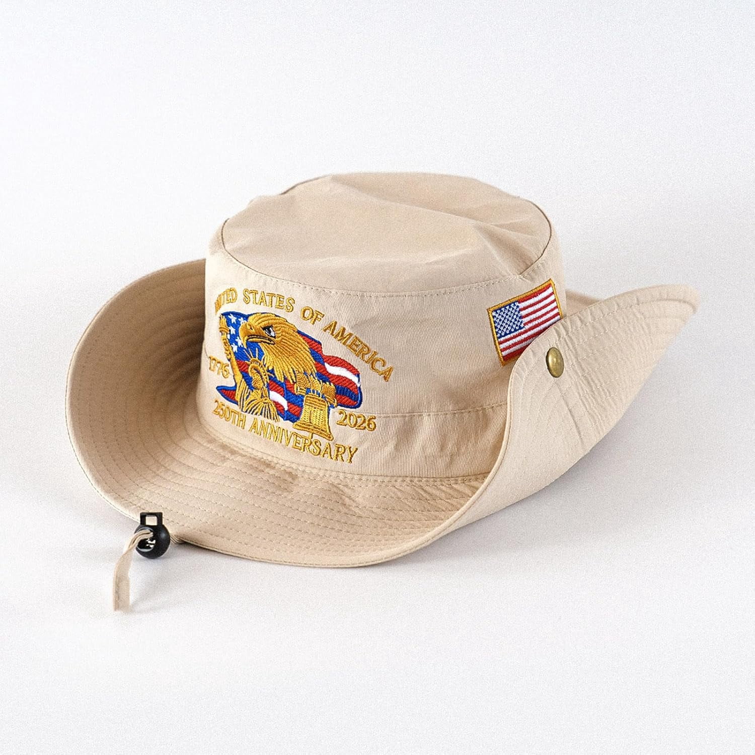 250 Anniversary USA Hat, 4th of July Patriotic Retro Adjustable Wide Brim Boonie Hat, Men & Women Top Bucket Hats