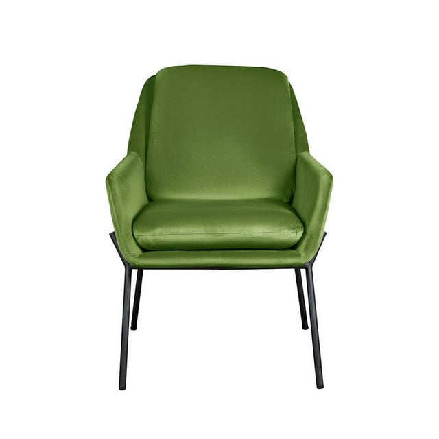 Butaca Robin Verde Mobica de diseño elegante tapizado en terciopelo suave y base metálica resistente, ideal para sala, comedor o areas de descanso
