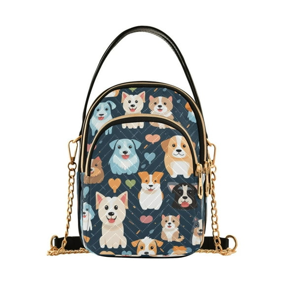 ALAZA Chain Crossbody Bags for Women Cute Cartoon Dogs Shoulder Handbag Phone Purse