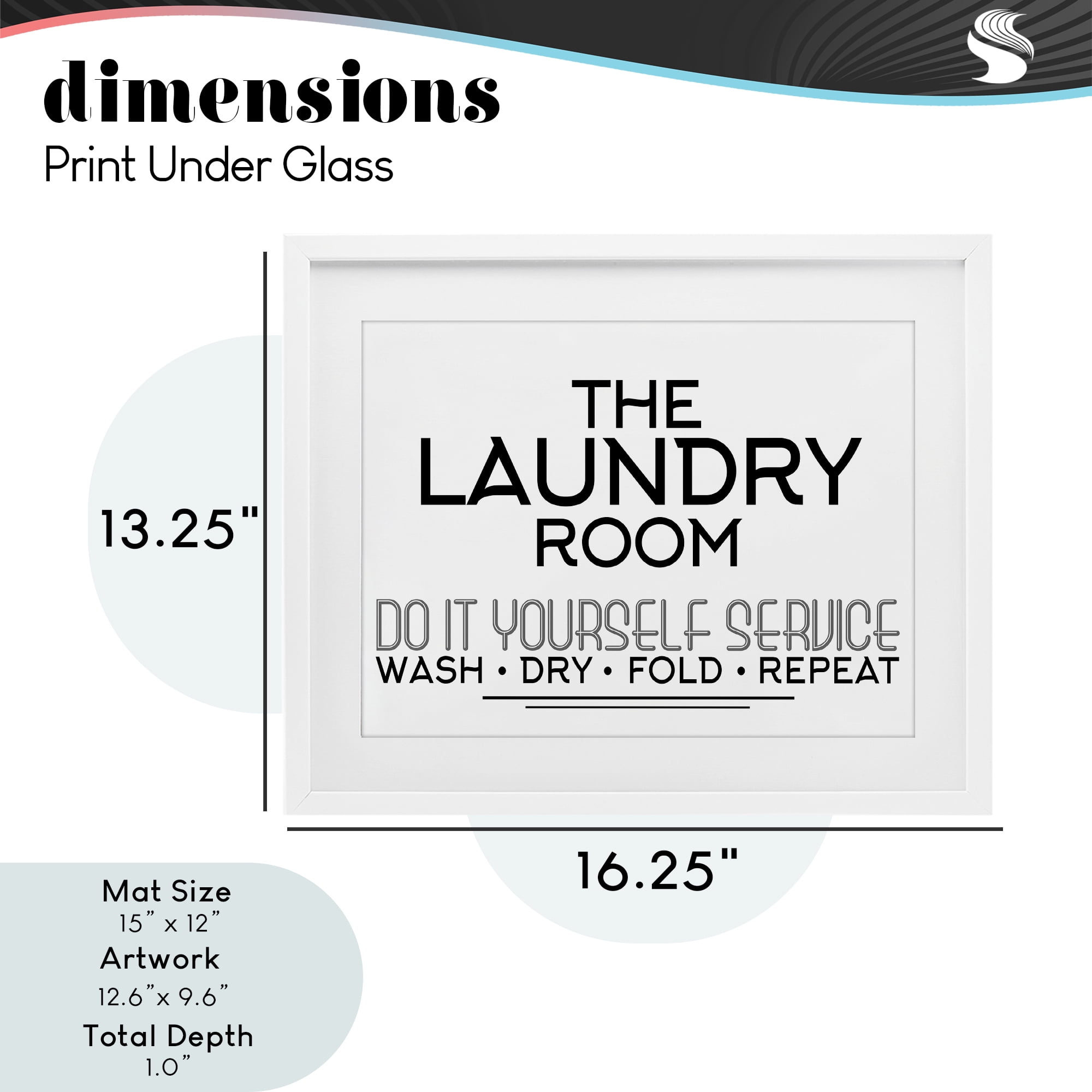 Do It Yourself Laundry Minimal White Framed Print Under Glass, design by Kim Allen