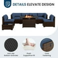 thumbnail image 2 of MRUAKA 8 Pieces Patio Furniture Set with Fire Pit Table, Outdoor Furniture Sectional Rattan Sofa with Slanted Back, Patio Couch with Glass Coffee Table for Backyard Garden (Navy), 2 of 11