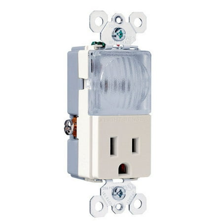 Legrand TradeMaster 120/125V Decorator Hallway Light and Single Outlet in Light Almond