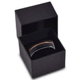 thumbnail image 3 of Tungsten Wedding Band Ring 4mm for Men Women Black & 18K Rose Gold Plated Offset Line Pipe Cut Brushed Polished Lifetime Guarantee, 3 of 4