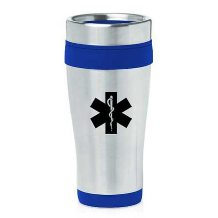 

Blue 16oz Insulated Stainless Steel Travel Mug Z749 Star of Life EMT