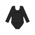 thumbnail image 3 of HULIJA Fleece-Lined Dance Leotard Solid Color Long Sleeve Ballet Gymnastics Bodysuit for Kids Girls Black 160, 3 of 7