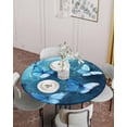 thumbnail image 4 of Ocean Butterfly Nature Coastal Hawaii Fitted Round Tablecloths Elastic Edged Table Covers 55"-60",Summer Sea Wave Beach Waterproof Dining Room Kitchen Table Cloth for Holiday Party Tables Decor, 4 of 8