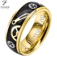 thumbnail image 1 of 8mm Yellow Gold Plated Tungsten Carbide Wedding Band with Steampunk Gear Wheels Carbon Fiber Inlay w/ FREE Engraving Options, 1 of 1