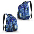 thumbnail image 2 of Xixirimido Starry Night Print 17" Kids Backpack for Boys Girls Large School Bags for Middle/High School Students Multi-pocket Book Bag for Elementary, 2 of 8