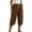 *Brown, variant on VBVC Women's Cotton-Linen Drawstring Capri Pants , Wide Leg Cuffed Casual Pants For Women , Ladies' Summer Beach Boho Trousers with Pockets,Army Green,S-2XL