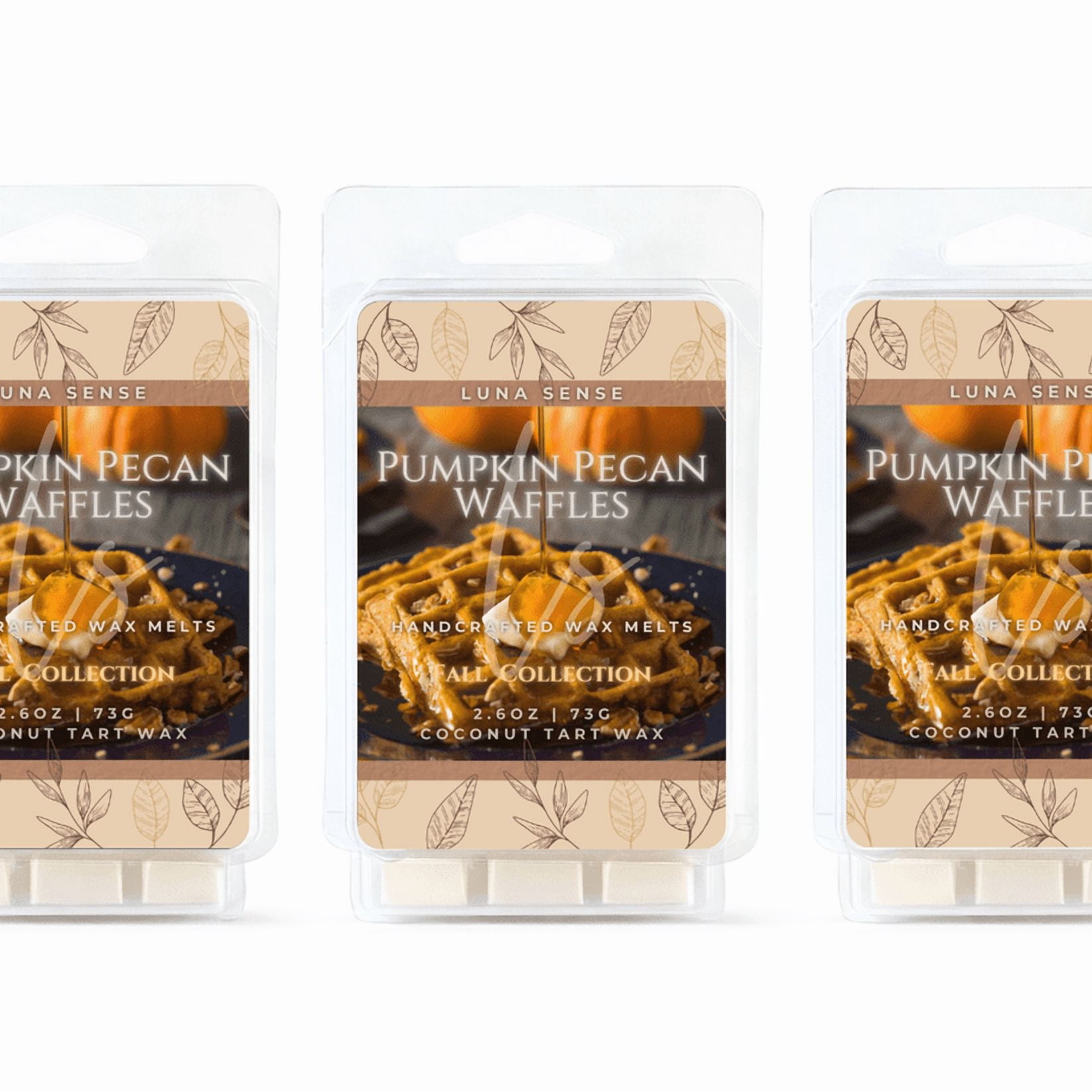 Luna Sense Pumpkin Pecan Waffles Wax Melts, Warm Sweet Bakery Scent, Maple Cinnamon Vanilla Fragrance, 18 Cubes, 3 Pack