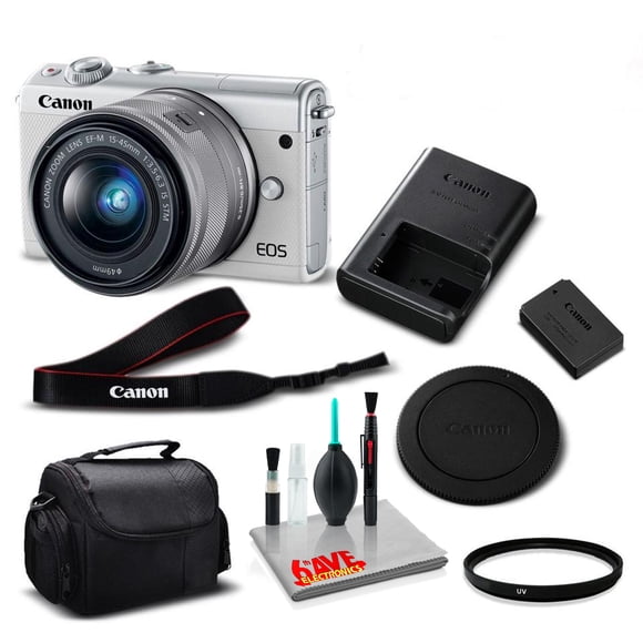 Canon M100 Camera 15-45 Lens (Kit Box)- Kit with UV Filter- International Model