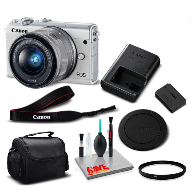 Canon Appareil Photo M100 Objectif 15-45 (Boîte Kit) - Kit avec Filtre UV - Modèle International