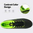 thumbnail image 2 of BURUDANI Men Sports Athletic Light Outdoor Football Soccer Cleats Shoes BLACK/NEON/GREEN Size 8, 2 of 6