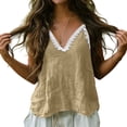 thumbnail image 6 of Fewfanhot Tops for Women Trendy Summer Lace Sleeveless Tank Top with Scalloped Hem, Vintage Boho Spaghetti Strap Blouse, 6 of 8