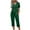 Green, variant on Scyoekwg Two Piece Outfits for Women Short Sleeve V-Neck Tops Wide Leg Pants Trendy Casual Sweatsuits Sets Loose Tracksuit Solid Color Matching Sets (Green,XXL)