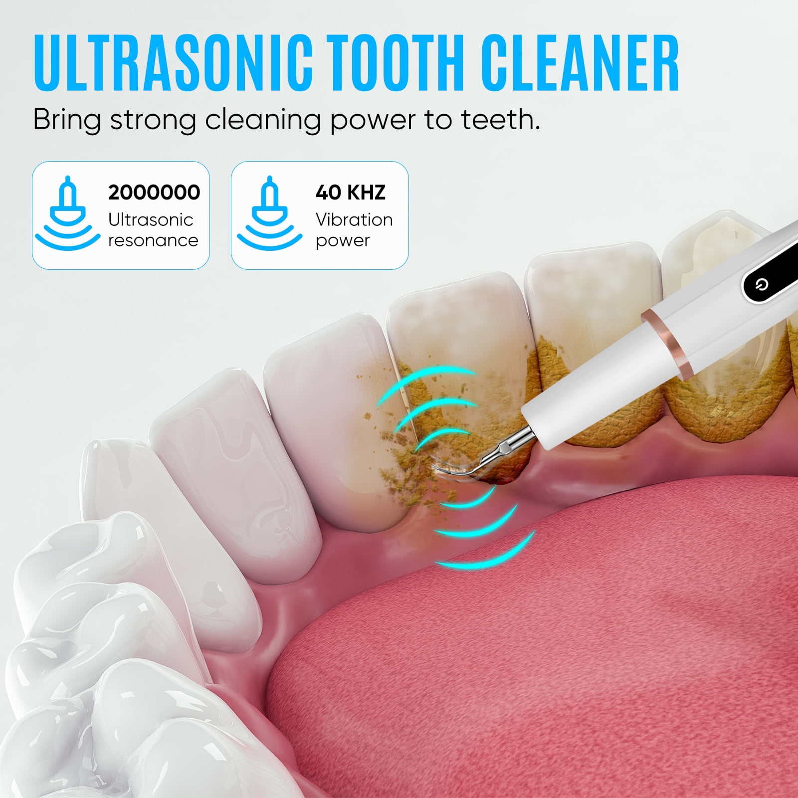 Plaque Remover for Teeth, Electric Tooth Cleaner Tartar Remover for Teeth with LED Light,3 Modes Rechargeable Teeth Cleaning Kit with Dental Tools, 2 Replaceable Heads
