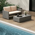thumbnail image 2 of Gymax 2 PCS Patio Loveseat w/ 31 Gal Multifunctional Storage Ottoman & Soft Cushions, 2 of 10
