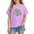 thumbnail image 2 of Xdegoge Kids Girls Spring T-Shirt Daisy Flowers Print Soft Cotton Casual Wear for Toddler Baby Kids Tween Teen 3-10Y, 2 of 9