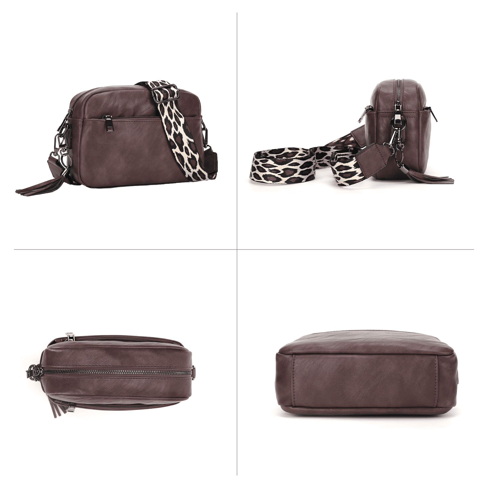 KL928 Leather Crossbody Bag for Women Ladies Wide Strap Shoulder Bag Small Purses and Handbags(Berry Purple)