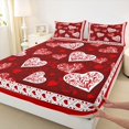thumbnail image 3 of Homewish Cartoon Loves Pattern Full Size Sheets,Happy Valentine Bed Sheets,Retro Damask Print Sheet Sets For Girls Teens,Luxury Bedroom Decor,4 Pieces, 3 of 7