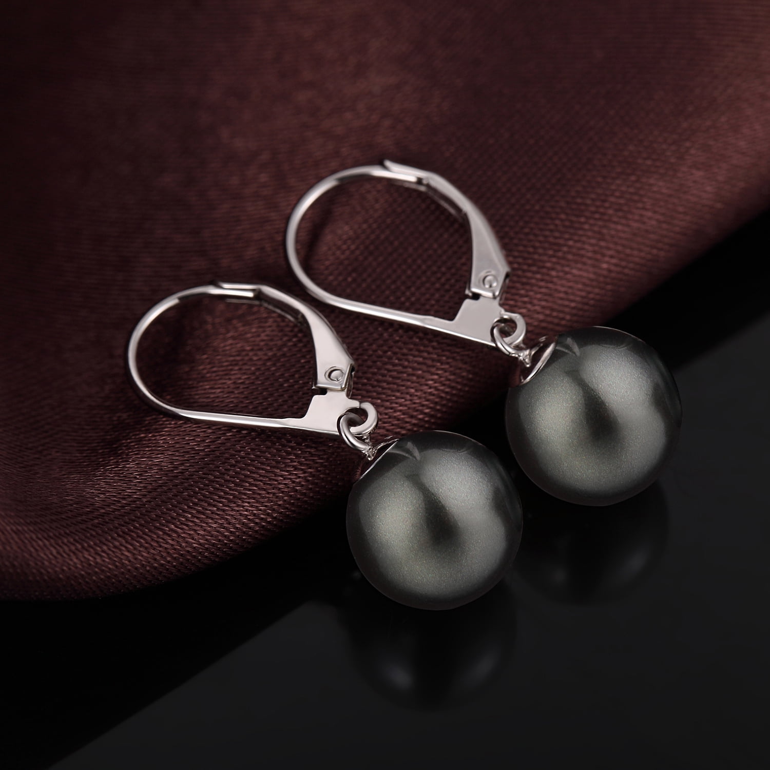 Jiamiaoi Pearl Dangle Earrings Sparkly Diamond Pearl hoop Earrings Pearl Drop Earrings Sterling Silver Pearl Earring Drop