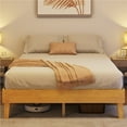 thumbnail image 3 of Yaheetech Solid Wood Platform Bed Frame with Wooden Slat Support, Natural Wood, Queen, 3 of 9