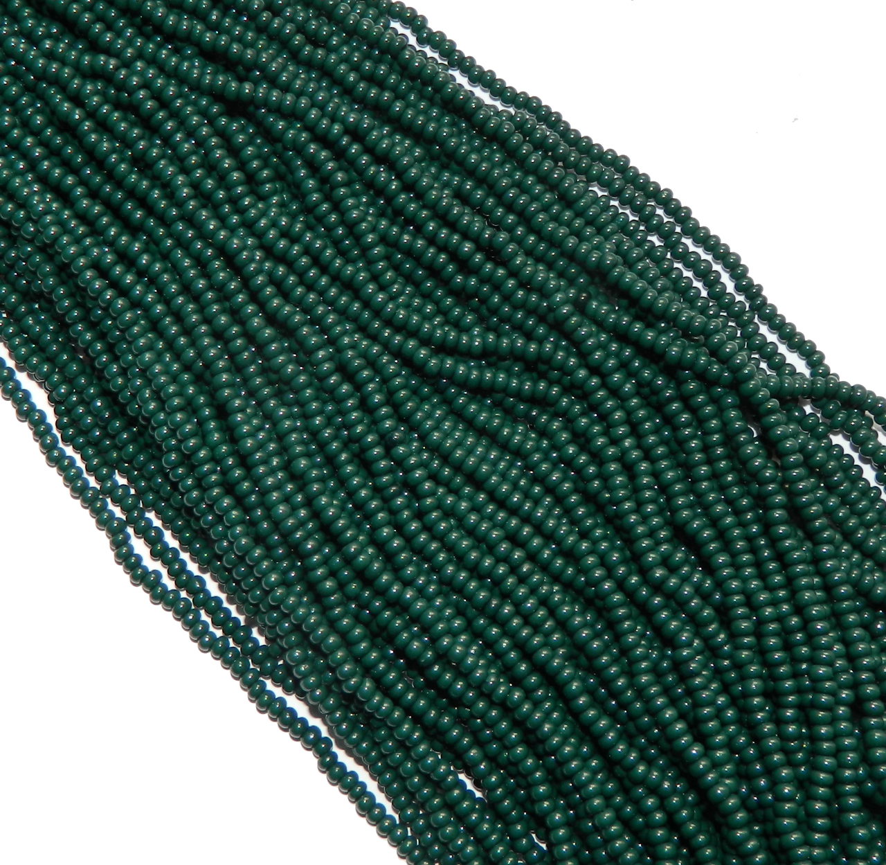 Hunter Green Opaque Czech 8/0 Glass Seed, Loose Beads, 12 Strand Hank
